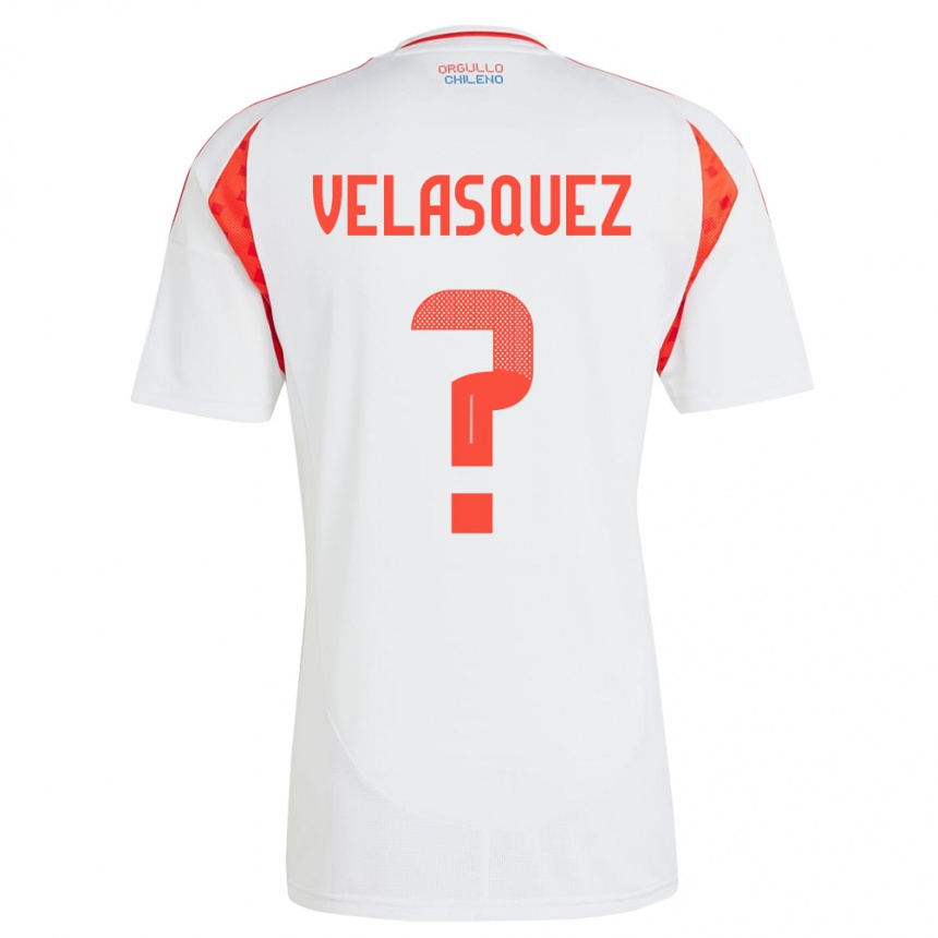 Niño Fútbol Camiseta Chile Milovan Velásquez #0 Blanco 2ª Equipación 24-26 Perú