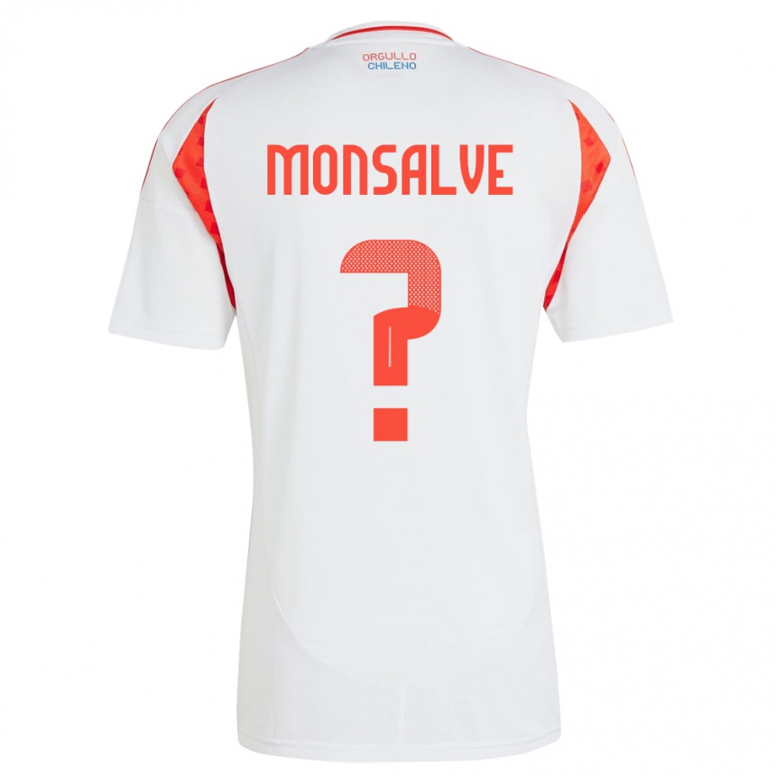 Niño Fútbol Camiseta Chile Gaspar Monsalve #0 Blanco 2ª Equipación 24-26 Perú