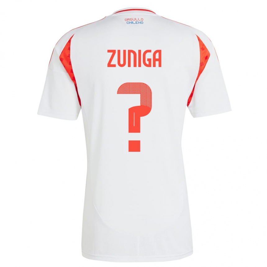 Niño Fútbol Camiseta Chile Máximo Zúñiga #0 Blanco 2ª Equipación 24-26 Perú