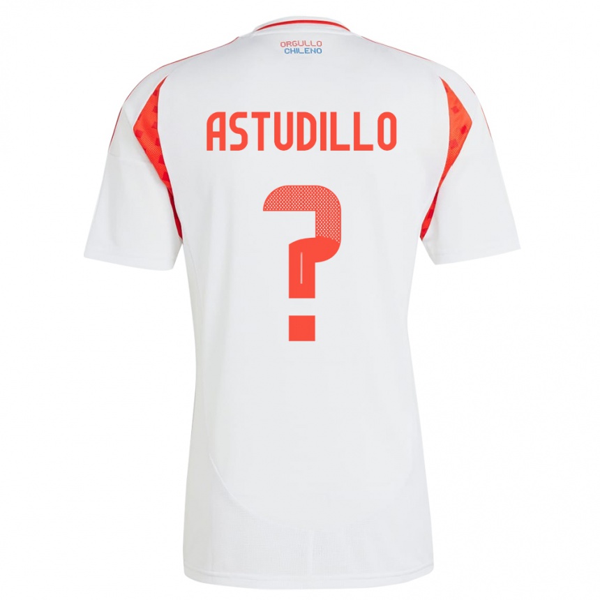 Niño Fútbol Camiseta Chile Jerall Astudillo #0 Blanco 2ª Equipación 24-26 Perú