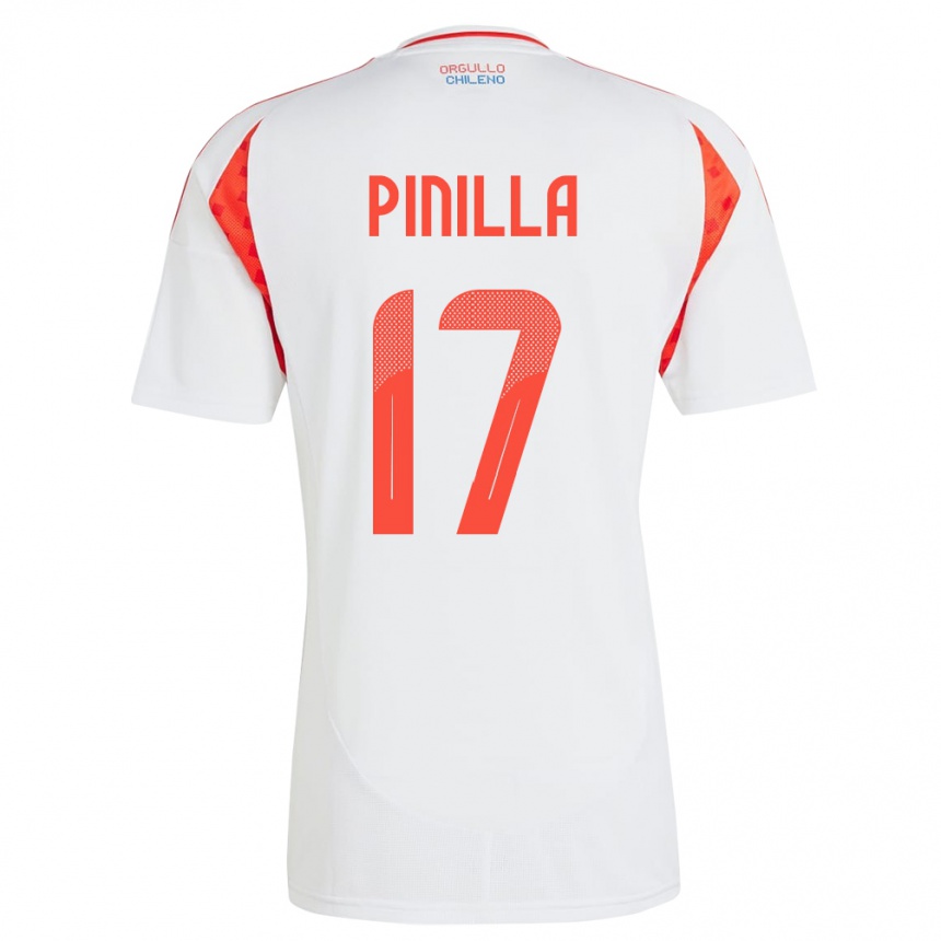 Niño Fútbol Camiseta Chile Fernanda Pinilla #17 Blanco 2ª Equipación 24-26 Perú