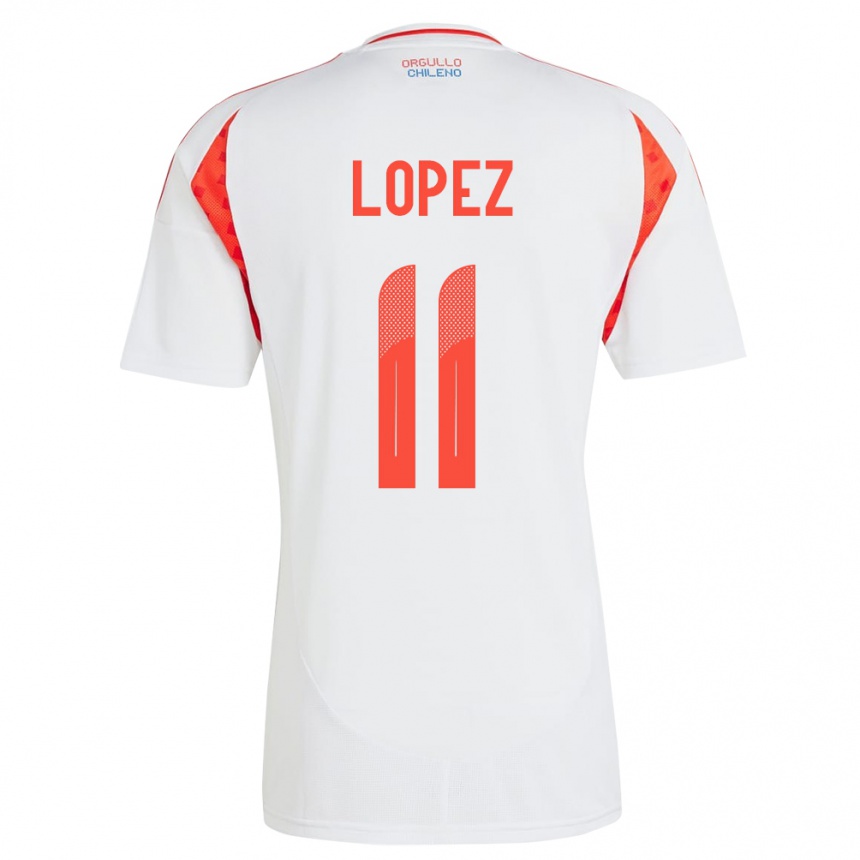 Niño Fútbol Camiseta Chile Yessenia López #11 Blanco 2ª Equipación 24-26 Perú