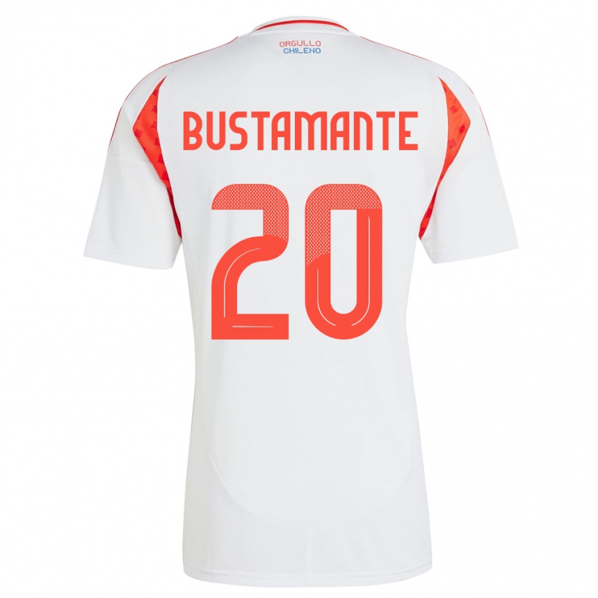 Niño Fútbol Camiseta Chile Paloma Bustamante #20 Blanco 2ª Equipación 24-26 Perú