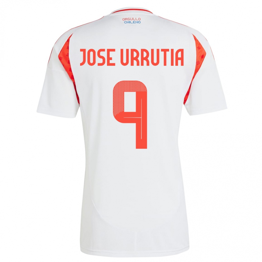 Niño Fútbol Camiseta Chile María José Urrutia #9 Blanco 2ª Equipación 24-26 Perú