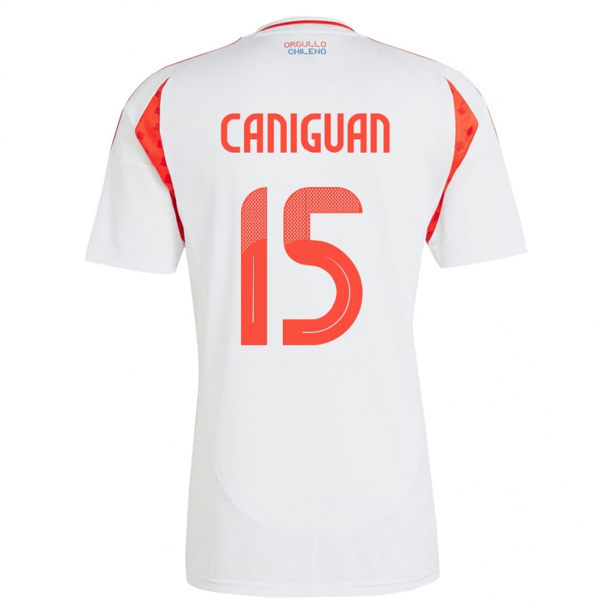 Niño Fútbol Camiseta Chile Franchesca Caniguán #15 Blanco 2ª Equipación 24-26 Perú