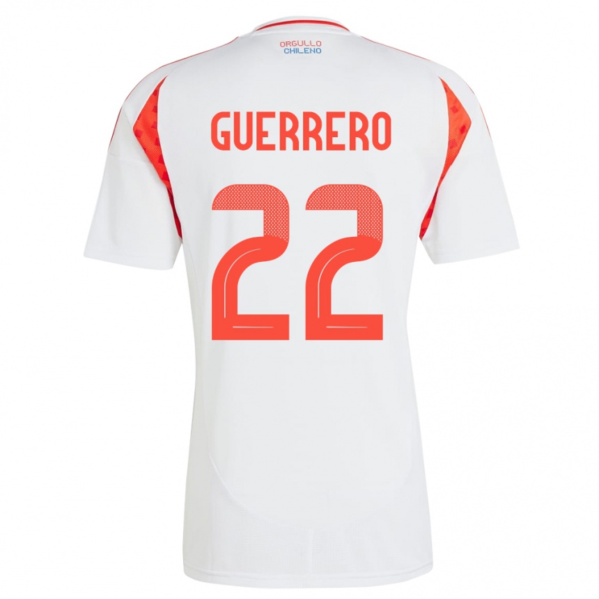 Niño Fútbol Camiseta Chile Kathalina Guerrero #22 Blanco 2ª Equipación 24-26 Perú