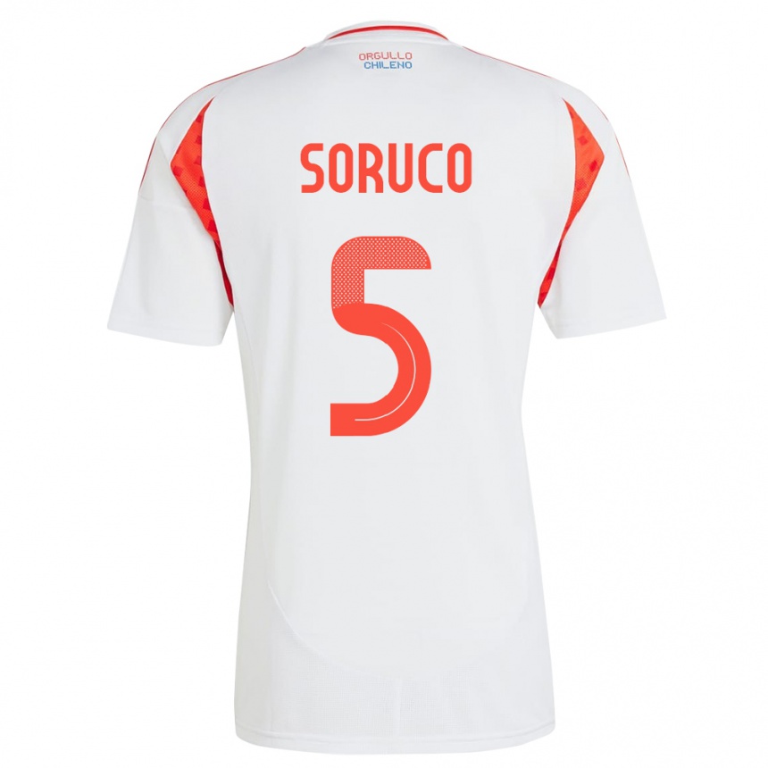 Niño Fútbol Camiseta Chile Ámbar Soruco #5 Blanco 2ª Equipación 24-26 Perú