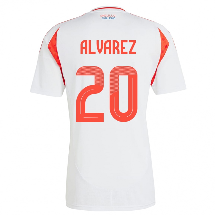 Niño Fútbol Camiseta Chile Anaís Álvarez #20 Blanco 2ª Equipación 24-26 Perú