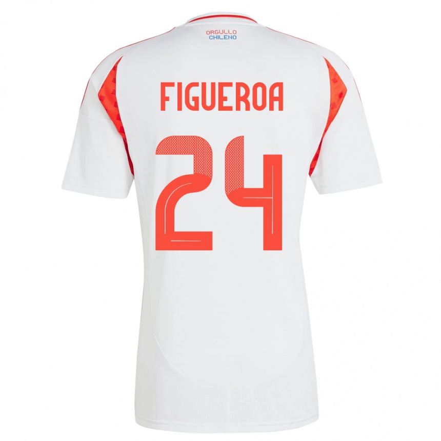 Niño Fútbol Camiseta Chile Ámbar Figueroa #24 Blanco 2ª Equipación 24-26 Perú