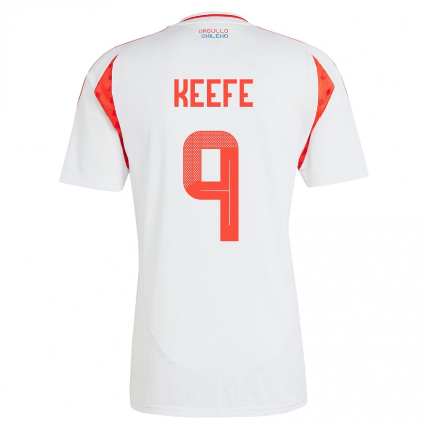 Niño Fútbol Camiseta Chile Sonya Keefe #9 Blanco 2ª Equipación 24-26 Perú