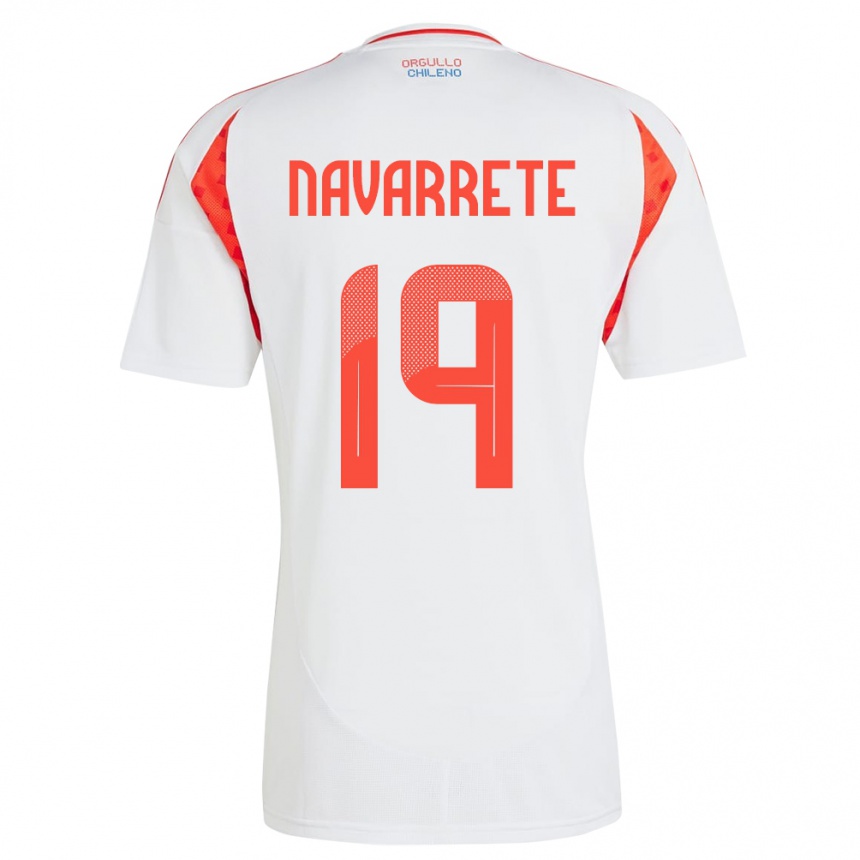 Niño Fútbol Camiseta Chile Valentina Navarrete #19 Blanco 2ª Equipación 24-26 Perú