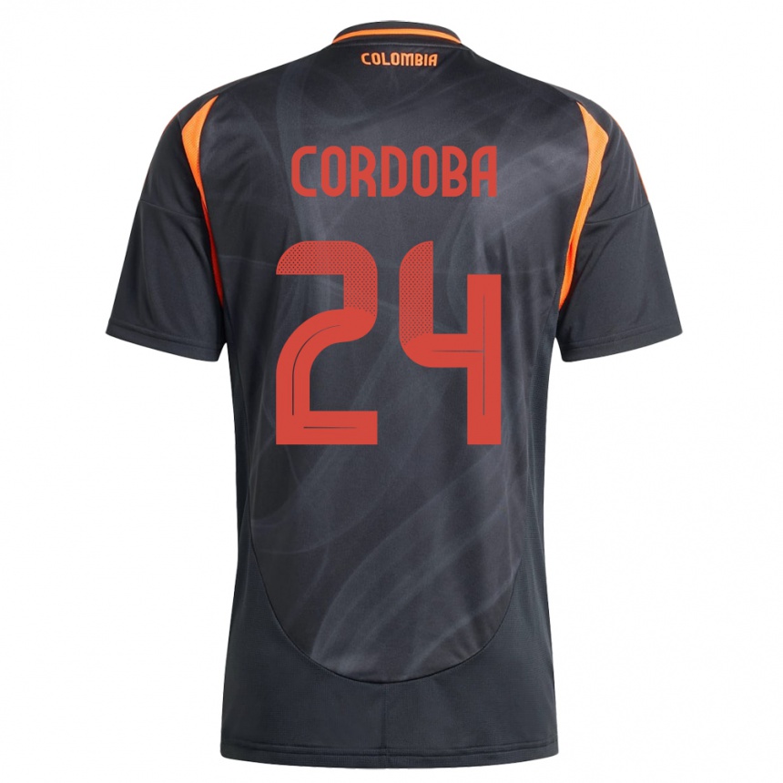 Niño Fútbol Camiseta Colombia Jhon Córdoba #24 Negro 2ª Equipación 24-26 Perú