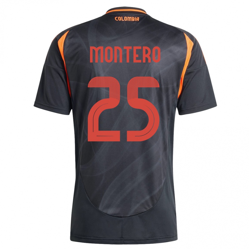 Niño Fútbol Camiseta Colombia Álvaro Montero #25 Negro 2ª Equipación 24-26 Perú