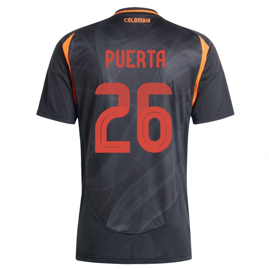 Niño Fútbol Camiseta Colombia Gustavo Puerta #26 Negro 2ª Equipación 24-26 Perú