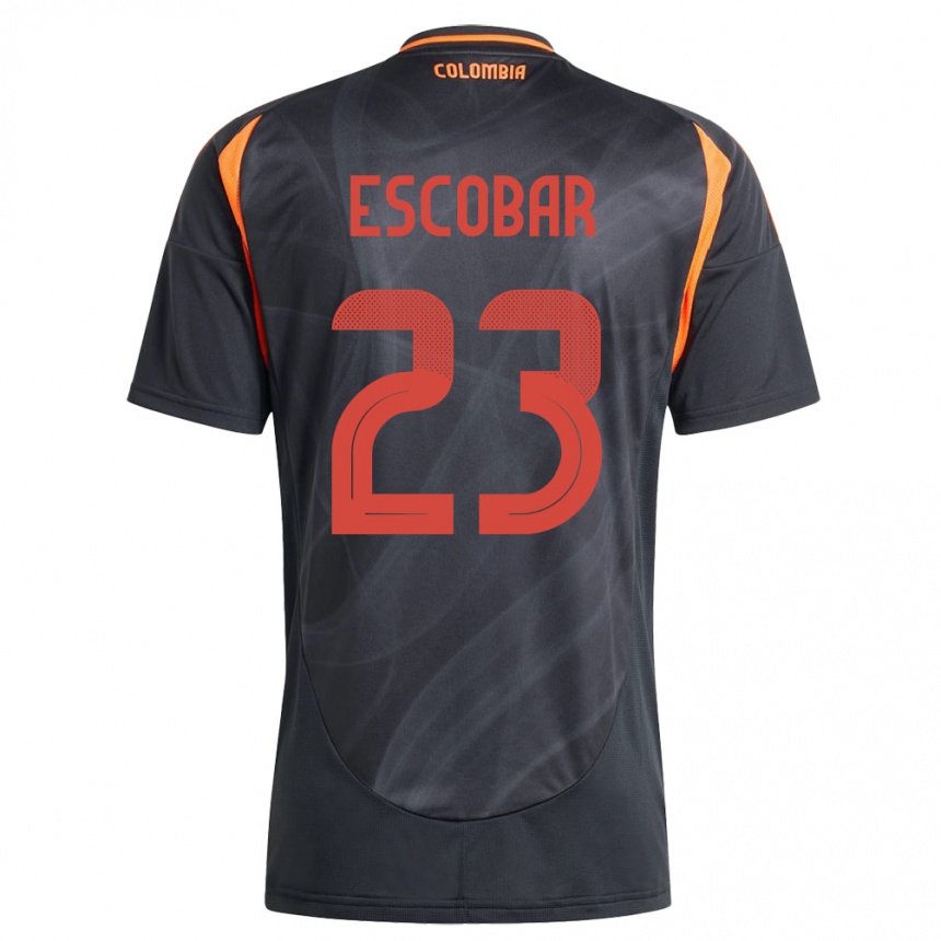 Niño Fútbol Camiseta Colombia Josen Escobar #23 Negro 2ª Equipación 24-26 Perú