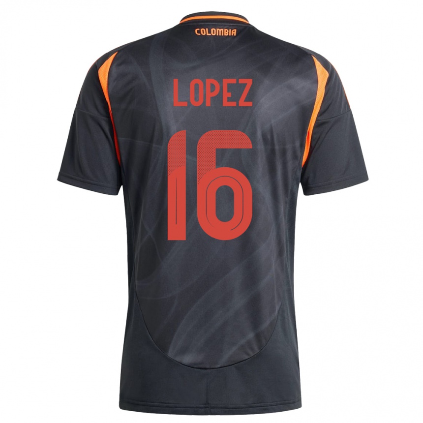 Niño Fútbol Camiseta Colombia William López #16 Negro 2ª Equipación 24-26 Perú