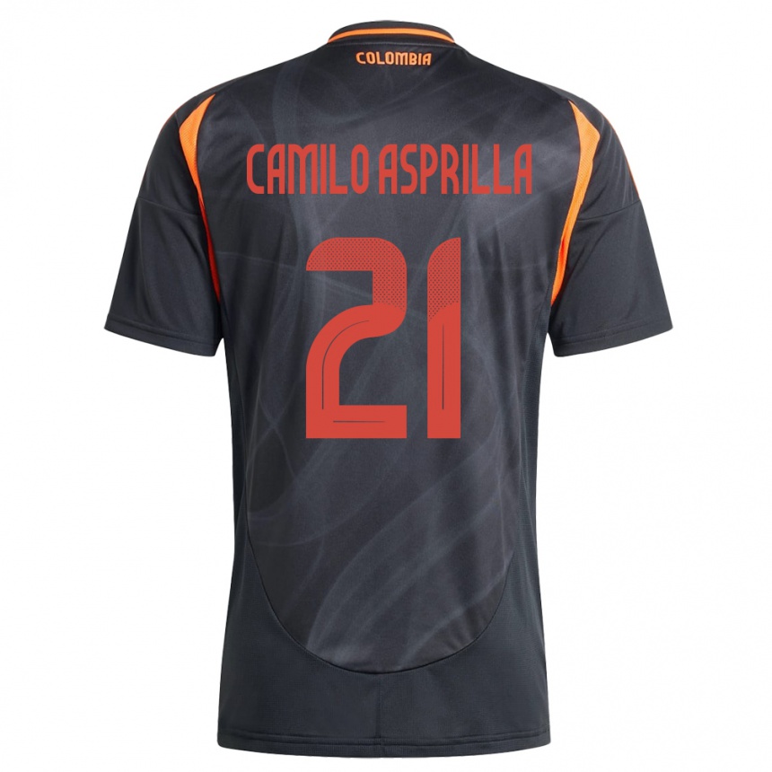 Niño Fútbol Camiseta Colombia Juan Camilo Asprilla #21 Negro 2ª Equipación 24-26 Perú