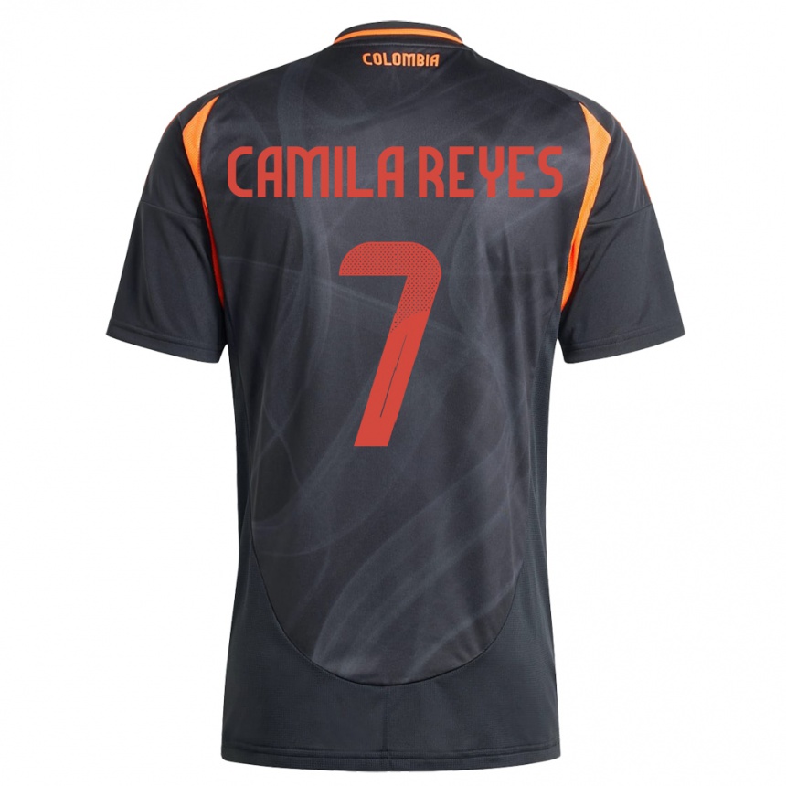 Niño Fútbol Camiseta Colombia María Camila Reyes #7 Negro 2ª Equipación 24-26 Perú