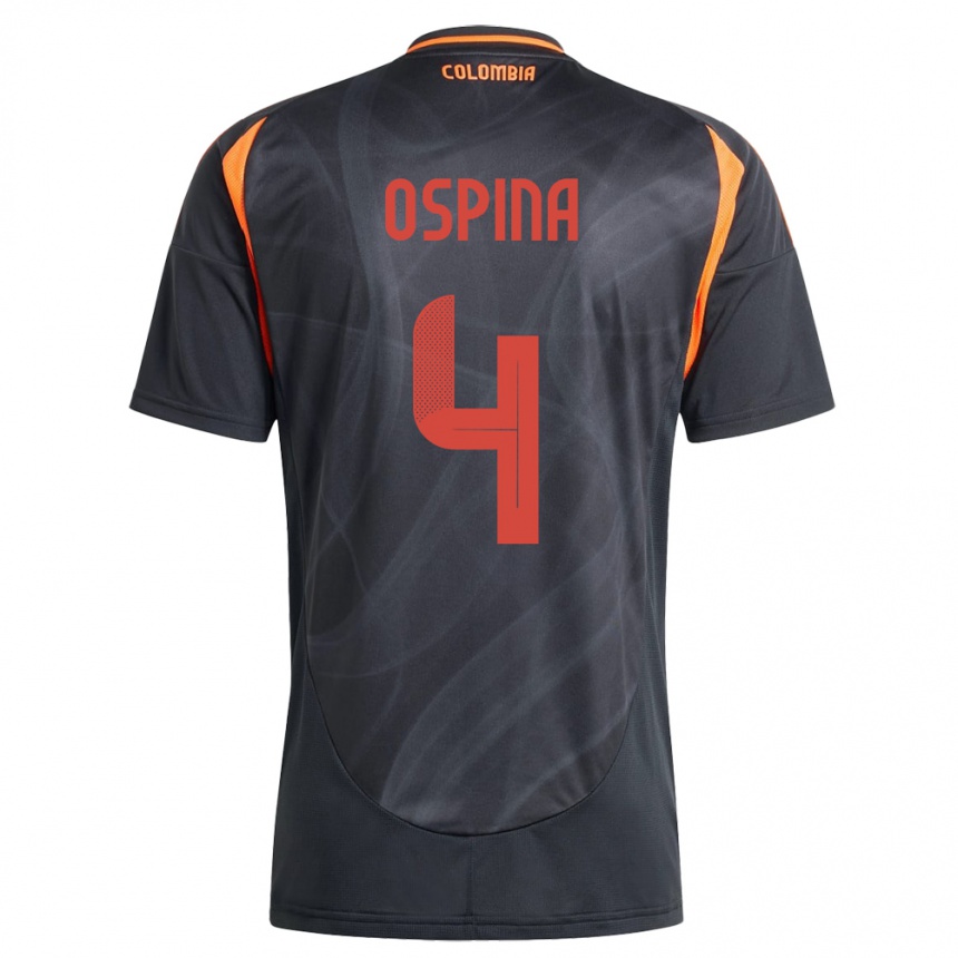 Niño Fútbol Camiseta Colombia Diana Ospina #4 Negro 2ª Equipación 24-26 Perú