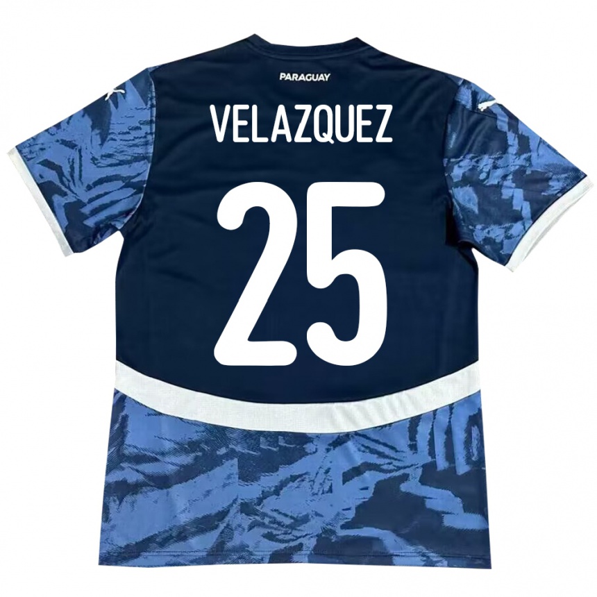 Niño Fútbol Camiseta Paraguay Gustavo Velázquez #25 Azul 2ª Equipación 24-26 Perú