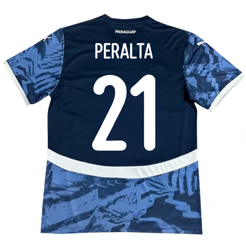 Niño Fútbol Camiseta Paraguay Fabrizio Peralta #21 Azul 2ª Equipación 24-26 Perú