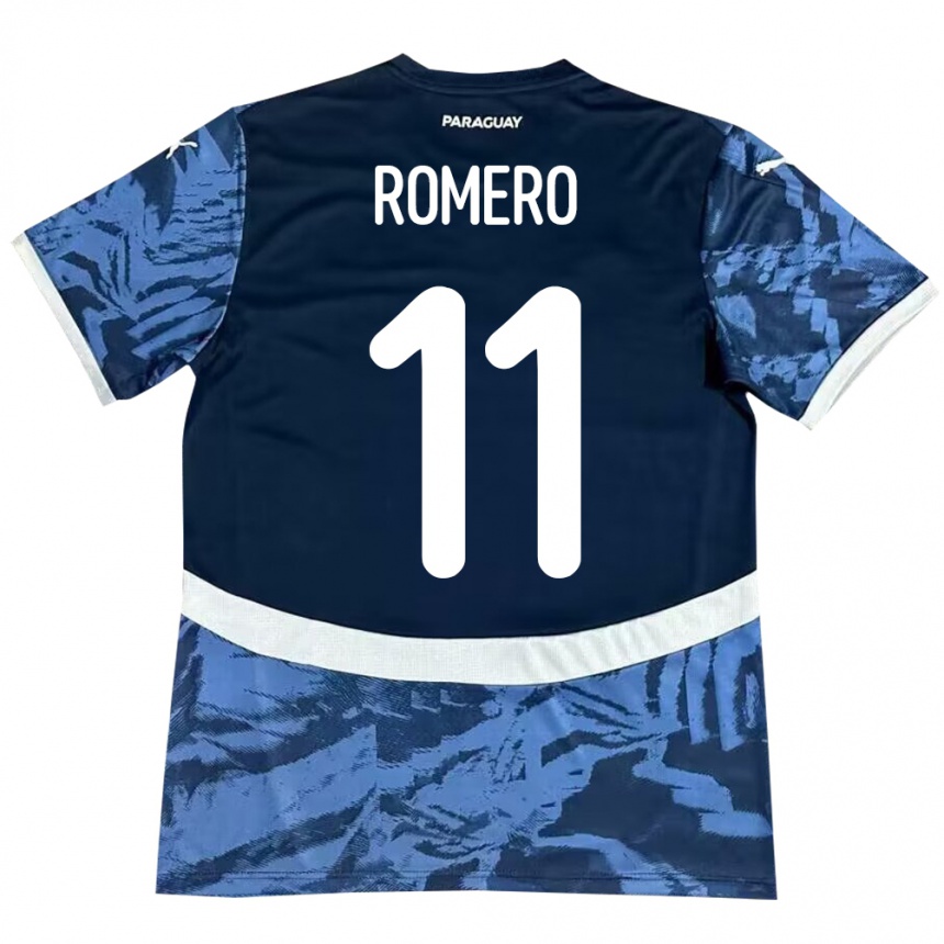 Niño Fútbol Camiseta Paraguay Ángel Romero #11 Azul 2ª Equipación 24-26 Perú