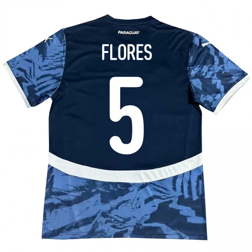 Niño Fútbol Camiseta Paraguay Gilberto Flores #5 Azul 2ª Equipación 24-26 Perú