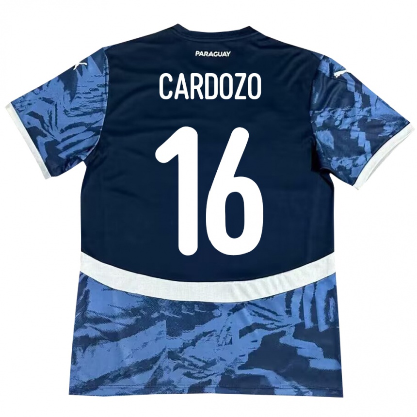 Niño Fútbol Camiseta Paraguay Juan Cardozo #16 Azul 2ª Equipación 24-26 Perú