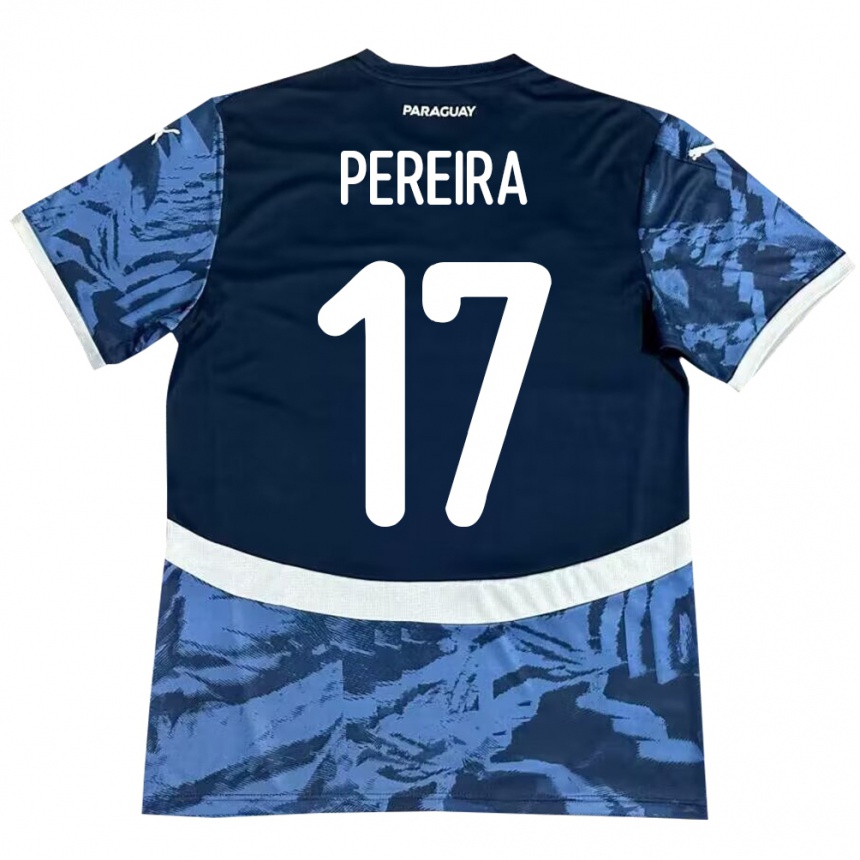 Niño Fútbol Camiseta Paraguay Kevin Pereira #17 Azul 2ª Equipación 24-26 Perú