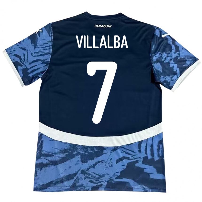 Niño Fútbol Camiseta Paraguay Rodrigo Villalba #7 Azul 2ª Equipación 24-26 Perú