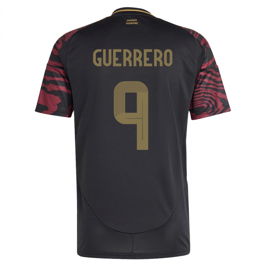 Niño Fútbol Camiseta Perú Paolo Guerrero #9 Negro 2ª Equipación 24-26 Perú