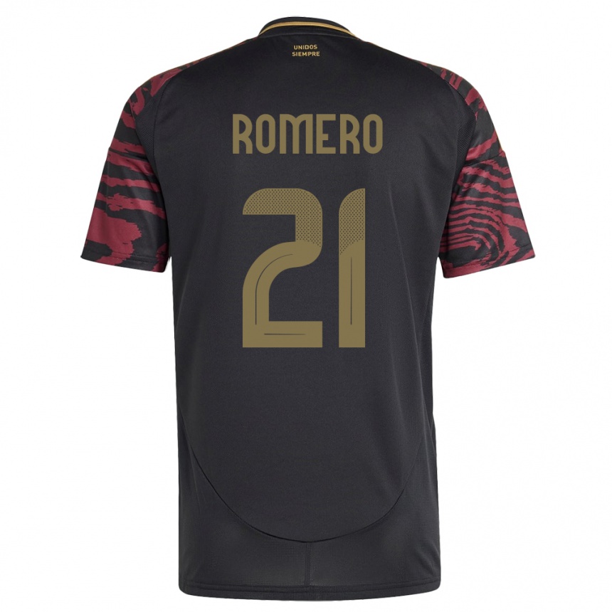 Niño Fútbol Camiseta Perú Diego Romero #21 Negro 2ª Equipación 24-26 Perú