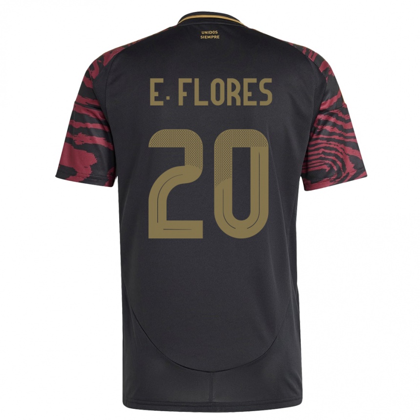 Niño Fútbol Camiseta Perú Edison Flores #20 Negro 2ª Equipación 24-26 Perú