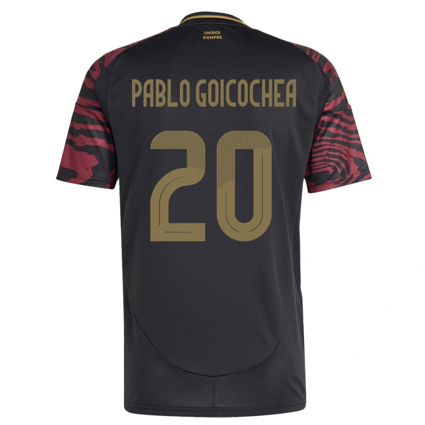 Niño Fútbol Camiseta Perú Juan Pablo Goicochea #20 Negro 2ª Equipación 24-26 Perú