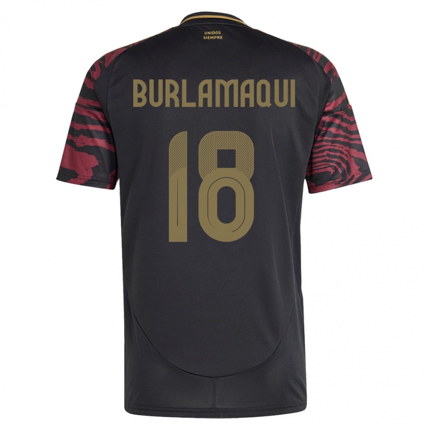 Niño Fútbol Camiseta Perú Alessandro Burlamaqui #18 Negro 2ª Equipación 24-26 Perú