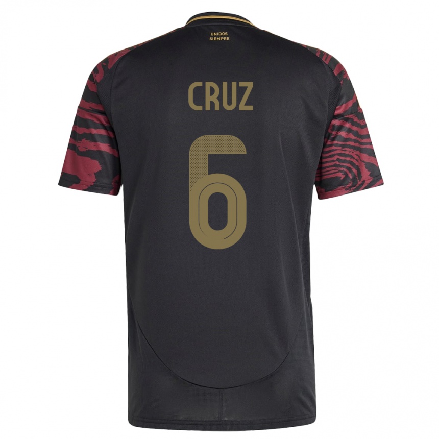 Niño Fútbol Camiseta Perú Esteban Cruz #6 Negro 2ª Equipación 24-26 Perú