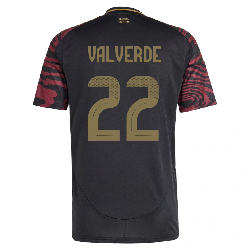 Niño Fútbol Camiseta Perú Malena Valverde #22 Negro 2ª Equipación 24-26 Perú