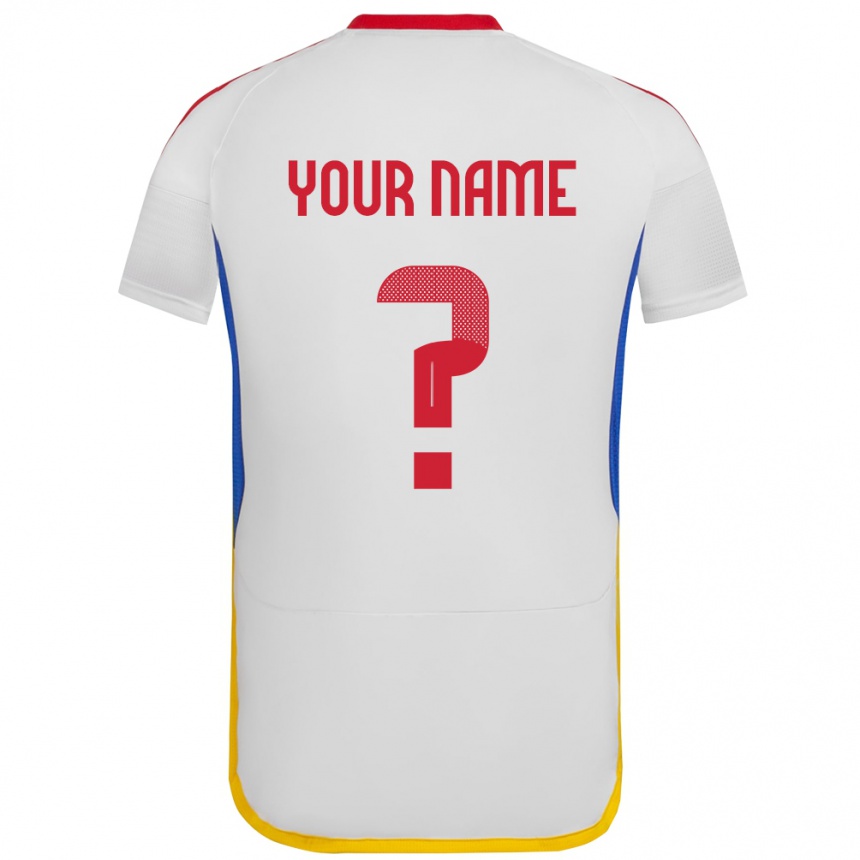 Niño Fútbol Camiseta Venezuela Su Nombre #0 Blanco 2ª Equipación 24-26 Perú