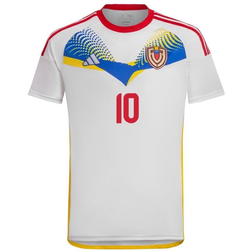 Niño Fútbol Camiseta Venezuela Wikelman Carmona #10 Blanco 2ª Equipación 24-26 Perú