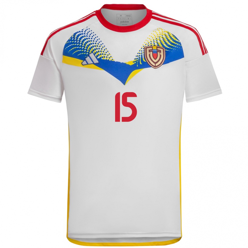 Niño Fútbol Camiseta Venezuela Ángel Borgo #15 Blanco 2ª Equipación 24-26 Perú