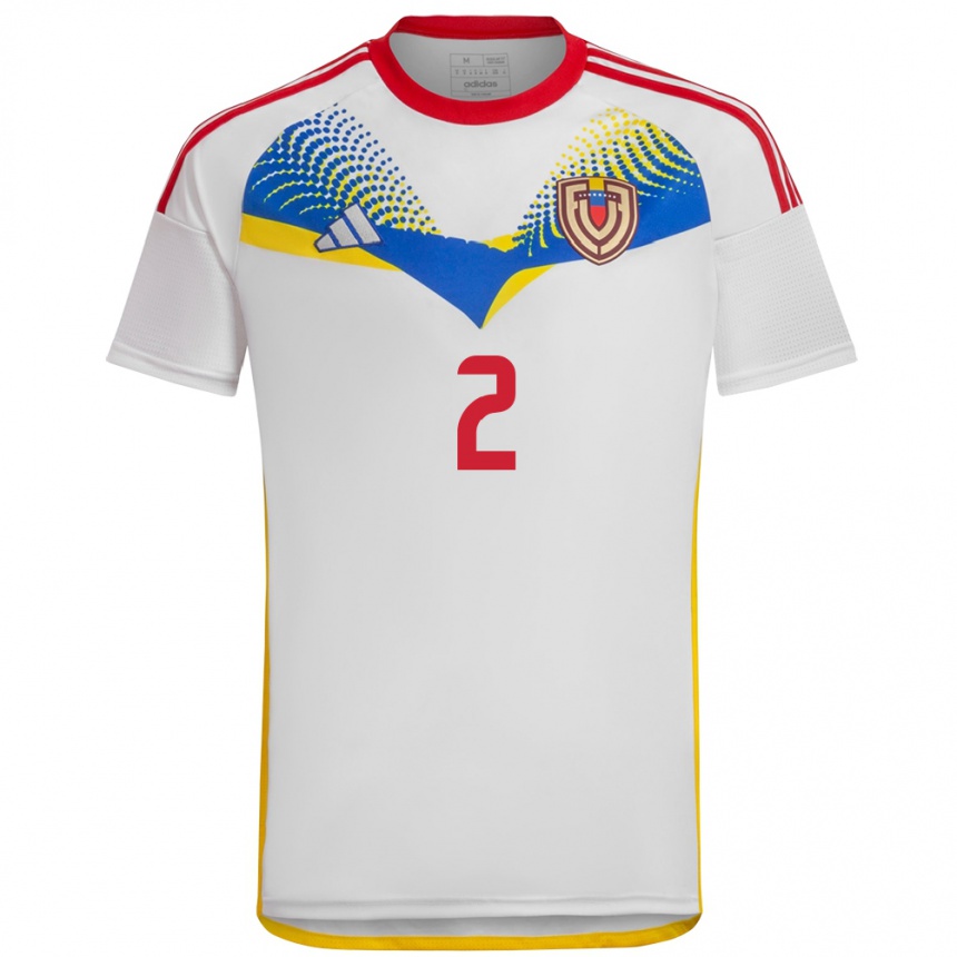 Niño Fútbol Camiseta Venezuela Rafanny Mendoza #2 Blanco 2ª Equipación 24-26 Perú