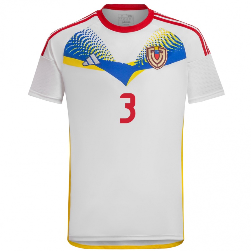 Niño Fútbol Camiseta Venezuela Yordan Osorio #3 Blanco 2ª Equipación 24-26 Perú