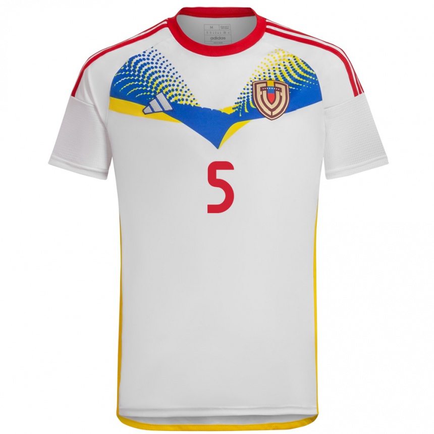 Niño Fútbol Camiseta Venezuela Emerson Ruíz #5 Blanco 2ª Equipación 24-26 Perú