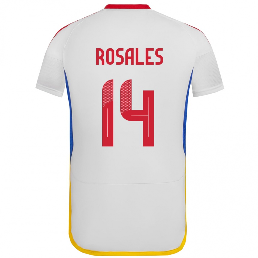 Niño Fútbol Camiseta Venezuela Roberto Rosales #14 Blanco 2ª Equipación 24-26 Perú