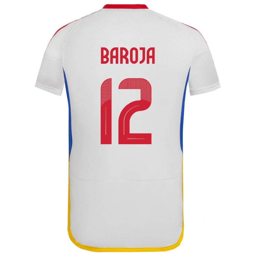 Niño Fútbol Camiseta Venezuela Alain Baroja #12 Blanco 2ª Equipación 24-26 Perú