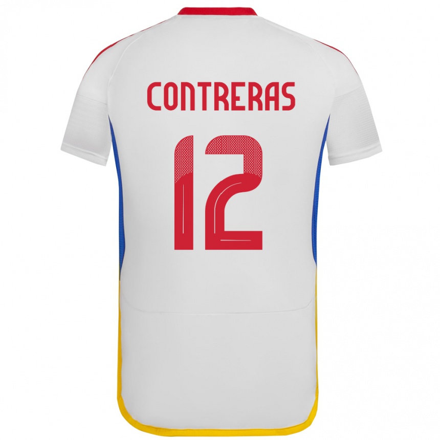 Niño Fútbol Camiseta Venezuela José Contreras #12 Blanco 2ª Equipación 24-26 Perú