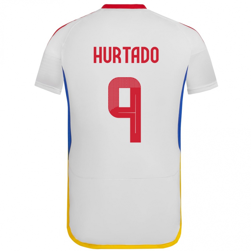 Niño Fútbol Camiseta Venezuela Jan Hurtado #9 Blanco 2ª Equipación 24-26 Perú