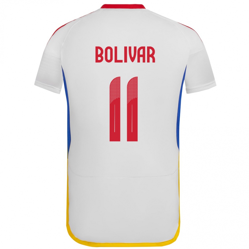 Niño Fútbol Camiseta Venezuela Jovanny Bolívar #11 Blanco 2ª Equipación 24-26 Perú