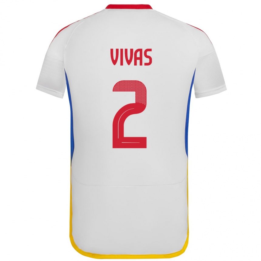 Niño Fútbol Camiseta Venezuela Carlos Vivas #2 Blanco 2ª Equipación 24-26 Perú