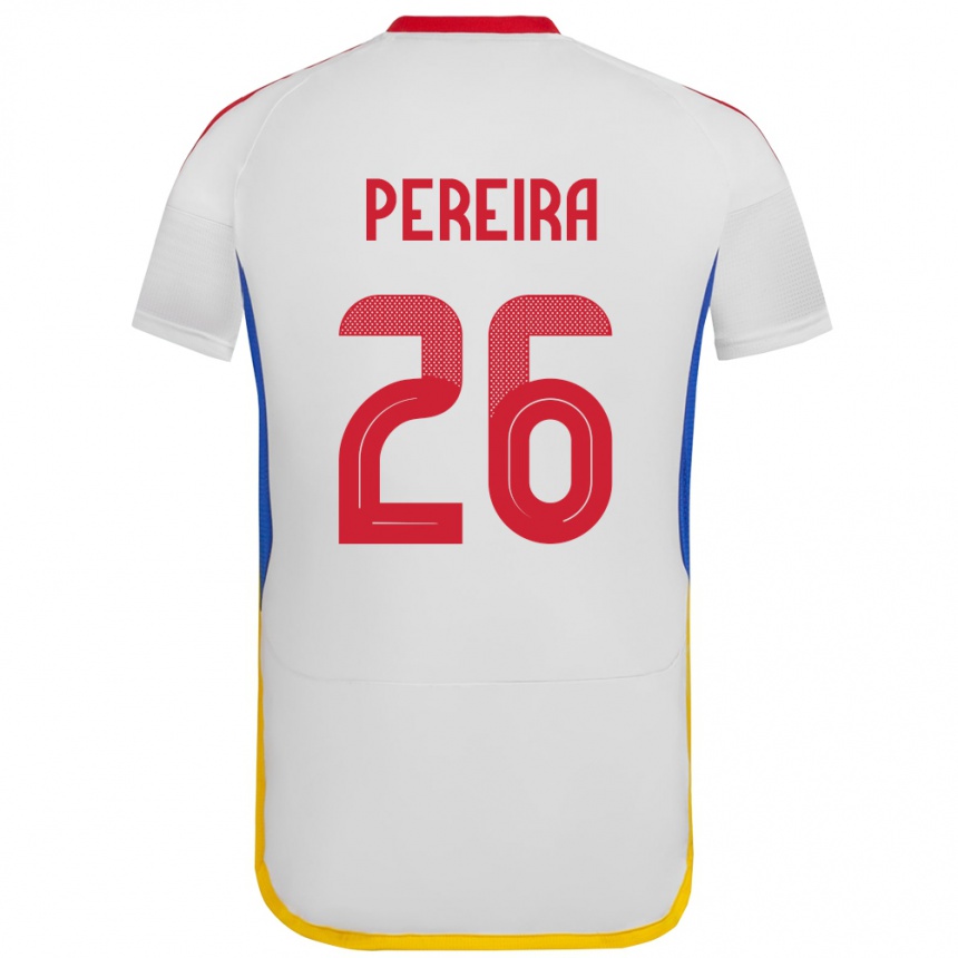 Niño Fútbol Camiseta Venezuela Daniel Pereira #26 Blanco 2ª Equipación 24-26 Perú